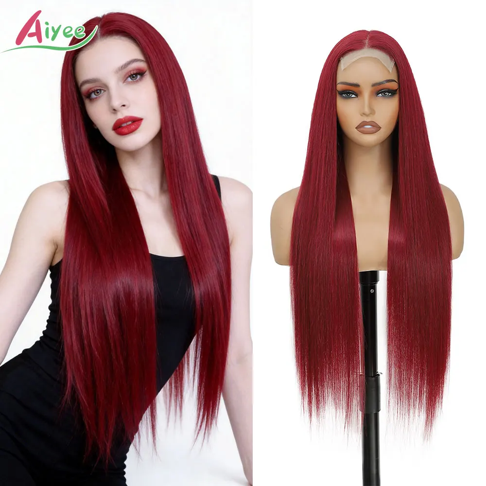 aiyee-peluca-de-encaje-frontal-4×4-de-36-pulgadas-de-largo-lisa-con-reflejos-bug2-de-fibras-resistentes-al-calor-para-cosplay-para-mujeres
