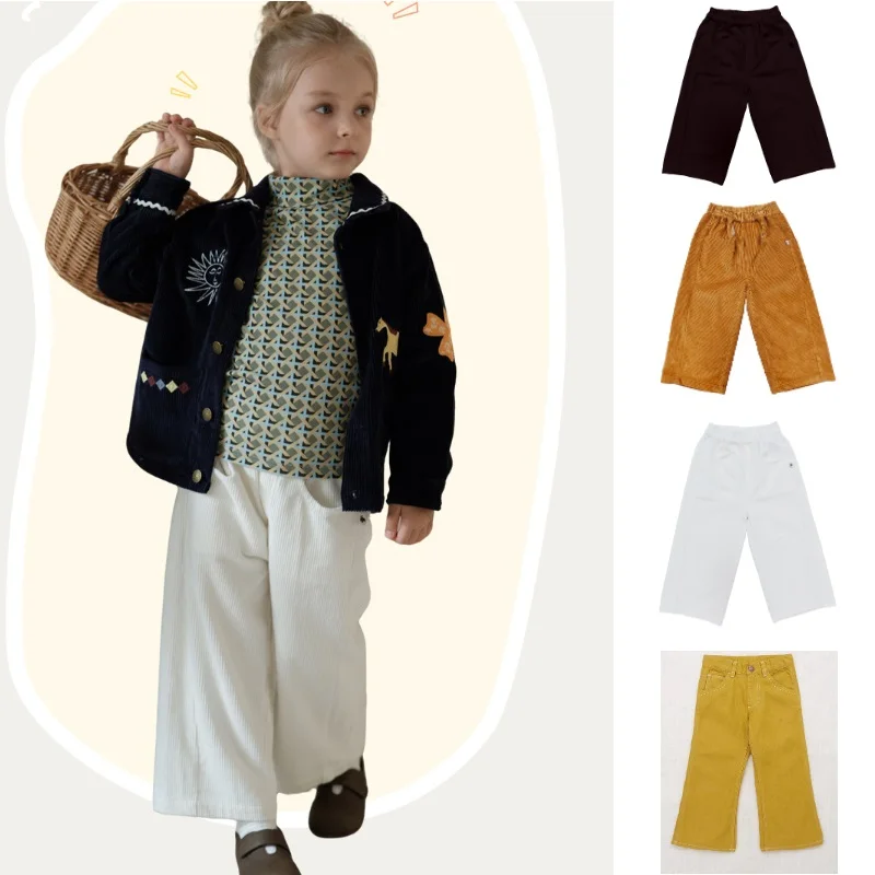 

Girls' Pants 2025 Winter White Fashionable Casual Children's Wide Leg Pants Pure Cotton Warm Boys And Girls Straight Leg Pants