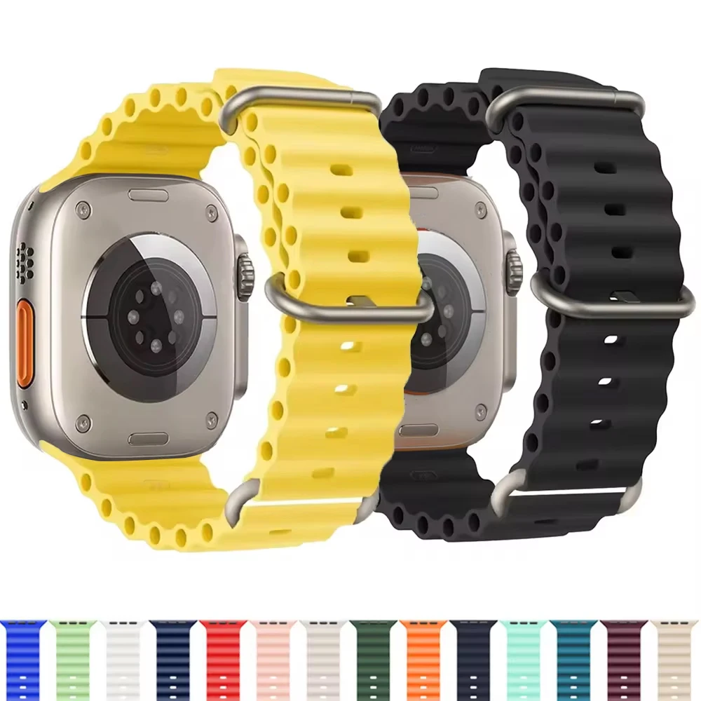 

Ремешок спортивный для Apple watch, силиконовый браслет для iWatch series 9 7 8 5 4 3 6 SE Ultra, 49 мм 45 мм 44 мм 38 42 мм 40 мм 41 мм