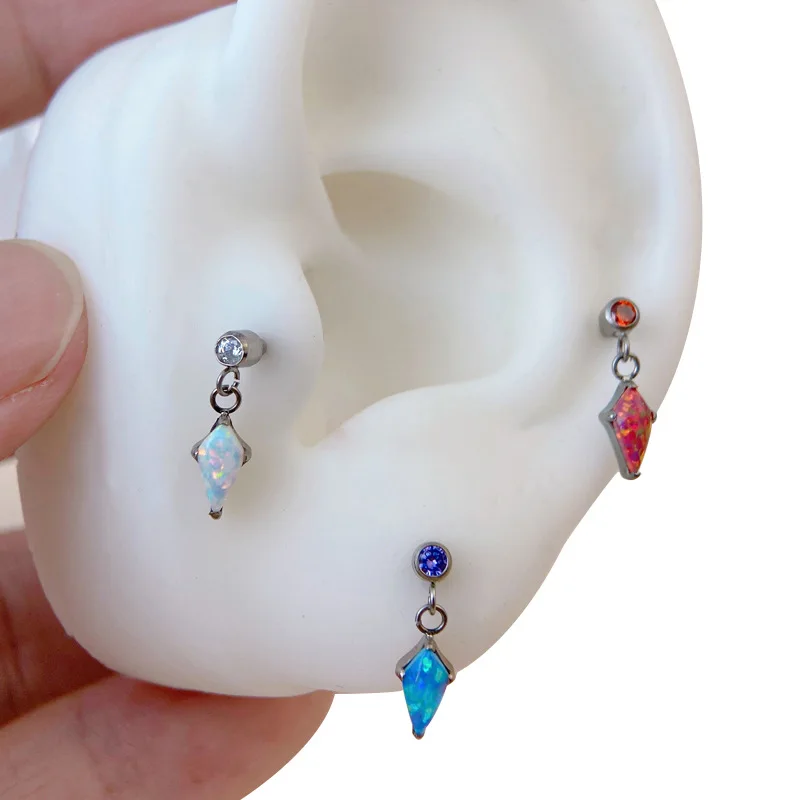 

1PC G23 Titanium 16G Labret Stud Internal Thread Lip Stud Zircon Pendant Stud Earrings Helix Daith Tragus Lobe Piercing Jewelry