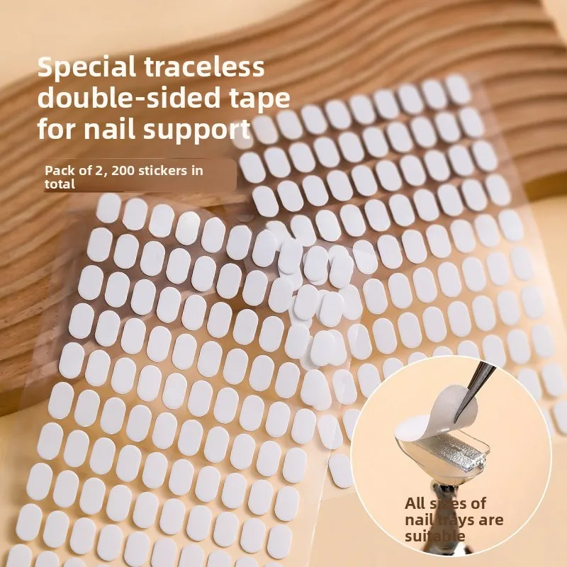 

200pcs/2sheet Nail Double-sided Adhesive Tape for False Nails Display Stand Tools Manicure Adhesive Strip Traceless Nail Display
