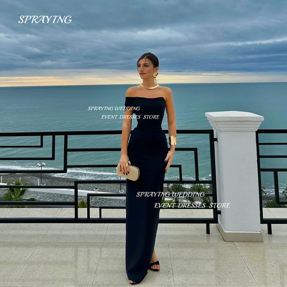 

SPRAYING Simple One Shoulder Evening Dress Saudi Arabia Sleeveless A Line Prom Gown Elastic Satin Formal Occasion Dresses