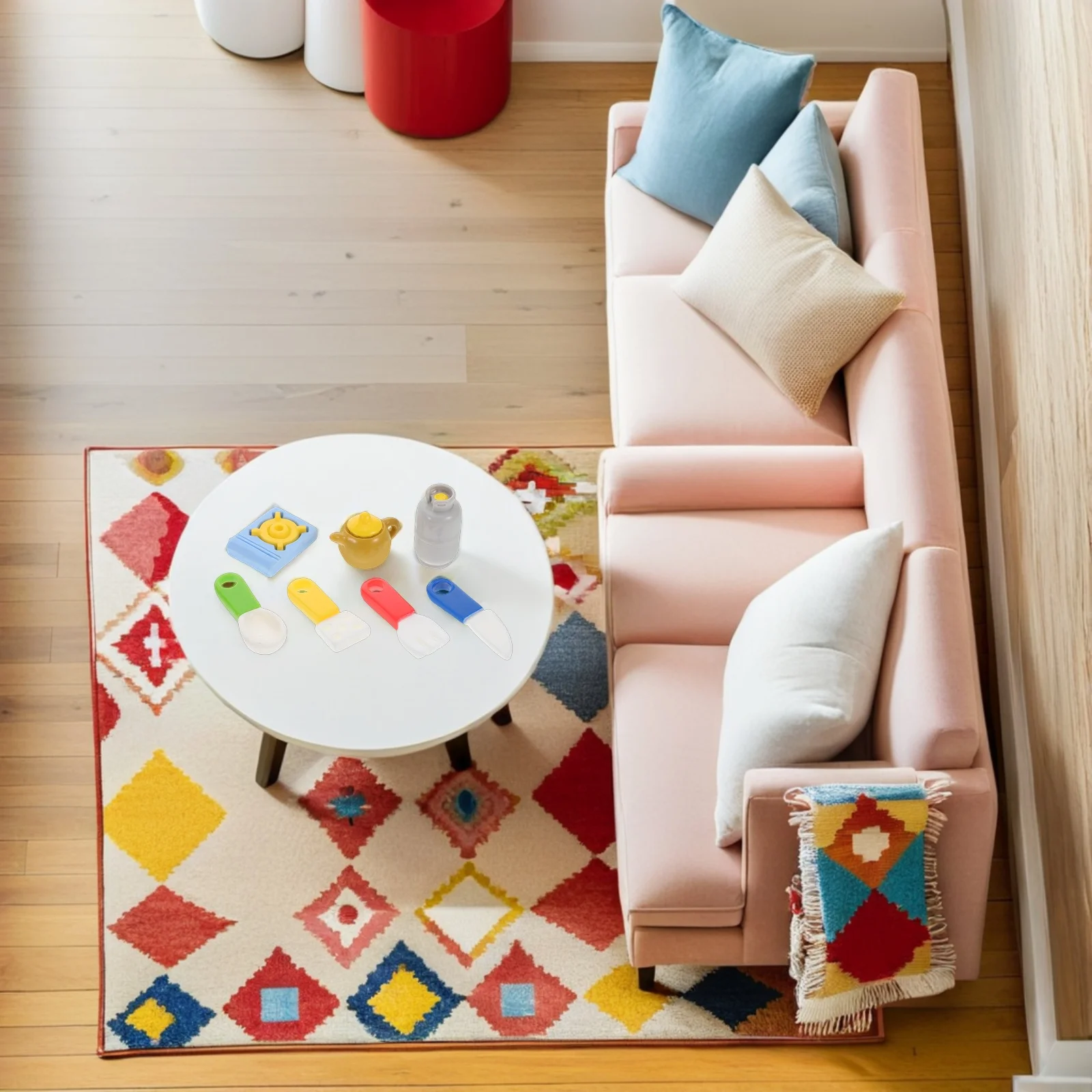 ชุดของเล่นครัวจิ๋วสำหรับบ้านตุ๊กตา 6 ชุด อุปกรณ์ทำครัวเรซิ่น ชุดเครื่องครัวการ์ตูน ชุดของเล่นเสริมสร้างความคิดสร้างสรรค์ เสริมสร้างจินตนาการเกี่ยวกับชีวิตครอบครัว