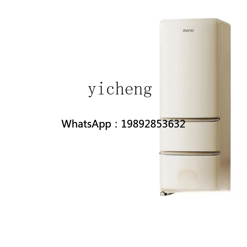 DQ4Three-Door Retro Refrigerator Small Apartment Home Embedded French First-Class Energy Efficiency