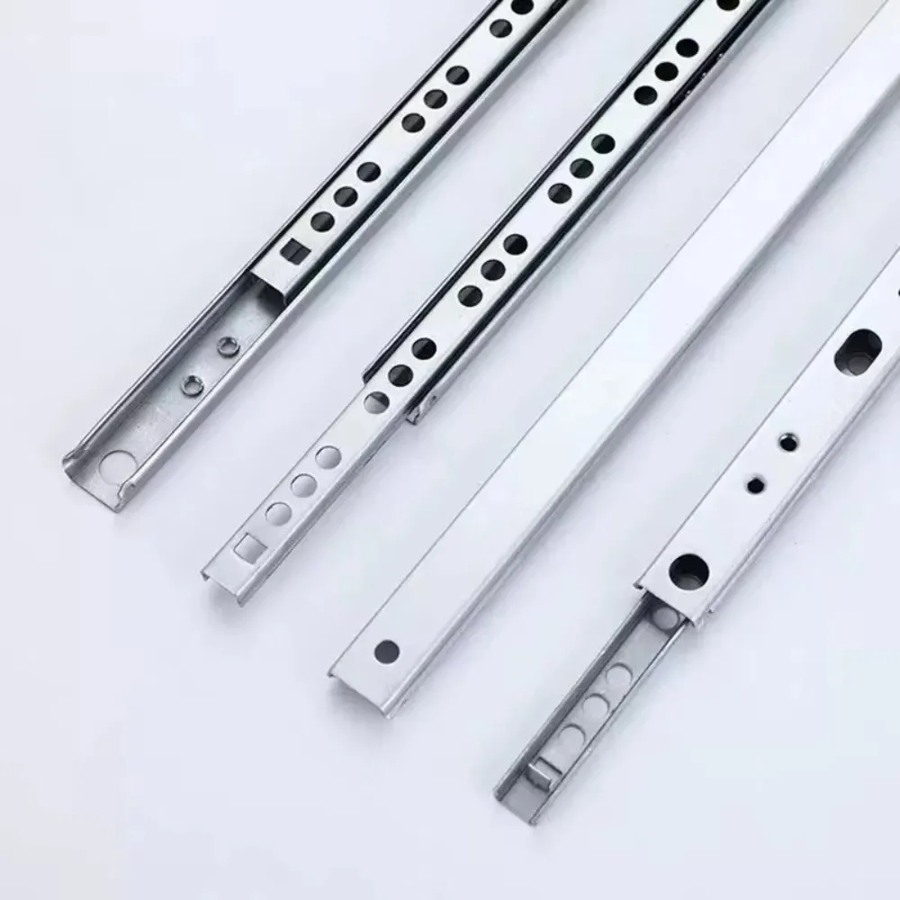 2PCS Smooth Glide Bearing Drawer Slides 17mm Wide Two Way Slide Drawer Rail 8