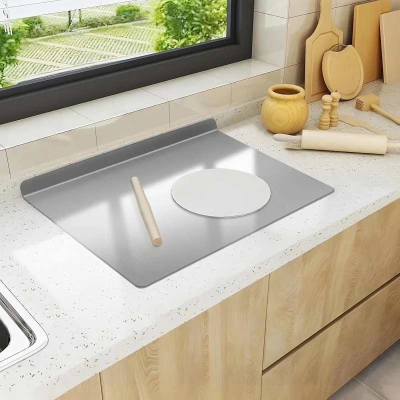 

Extra Large Heavy Duty Cutting Board, Dual-Sided 304 Stainless Steel Wide Surface for Meat Vegetables Bread, Commercial Home