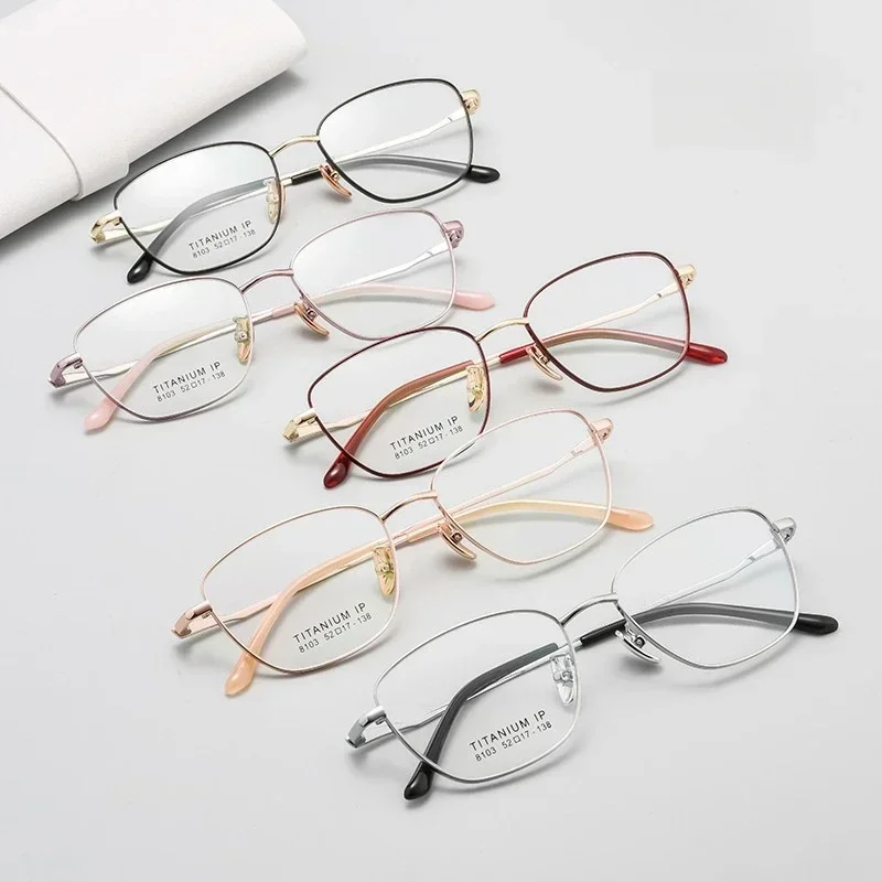 

Женские оптические очки по рецепту из титанового сплава, оправа для близорукости и дальнозоркости, простые элегантные линзы на заказ 8103DY