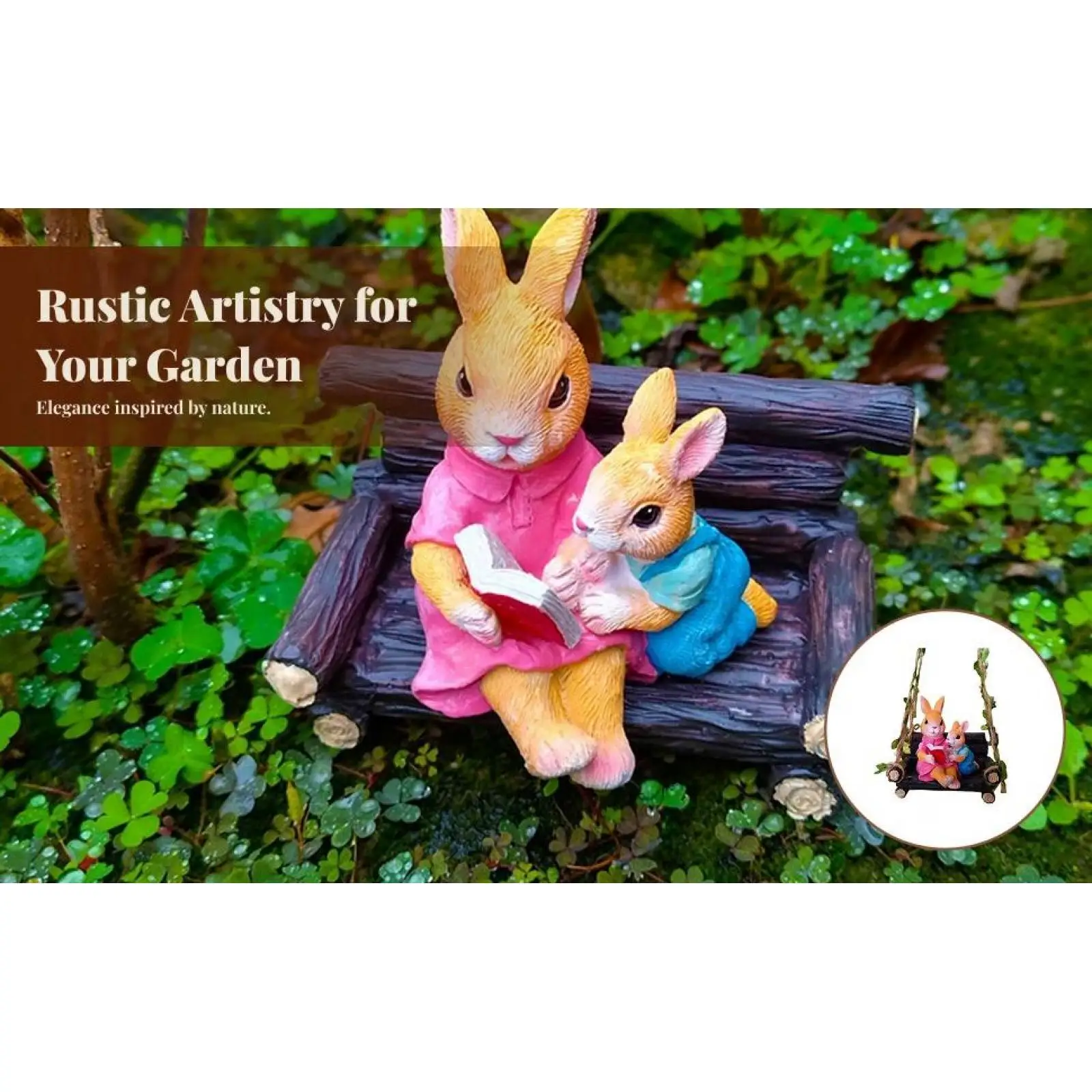 Garden Statues Easter Bunny Rabbit Lawn Ornaments Outdoor Statues Holiday