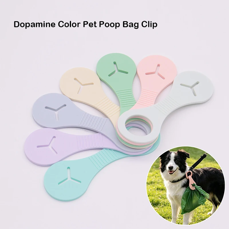 6PCS Dopamine Color Pet Waste Bag Clip Holder Silicone Dog Poop Bag Dispenser Portable Multi-Use Bag Bracket for Walking Running