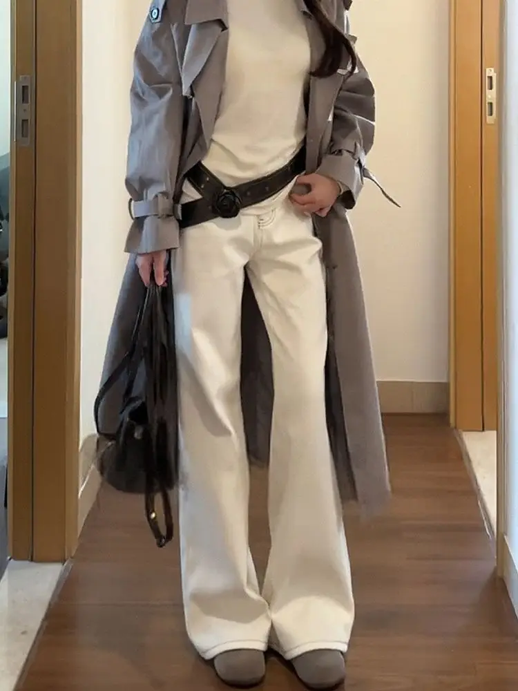 Women's Winter Denim with Thick Velvet 2025 New Large Loose Non Stick Leg Micro Pull Pants