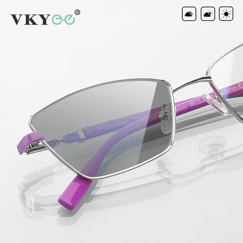 VKYEE, gafas de lectura fotocromáticas cuadradas clásicas para mujer, miopía, hipermetropía, gafas ópticas antiluz azul PFD3012