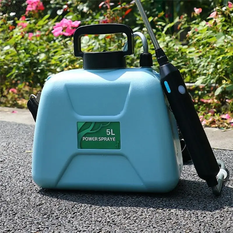 AB08-Powered Sprayer 5L Lawn Sprayer Weed Sprayer With 2 Spray Nozzles Telescopic Wand And Adjustable Shoulder Strap