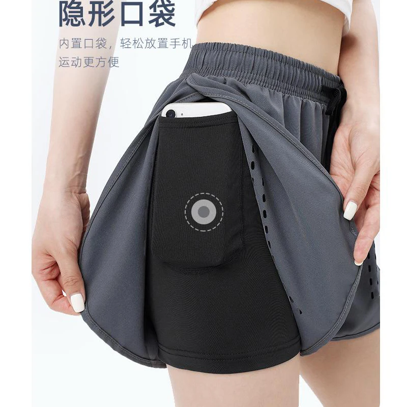 Custom Women 2 in 1 Tennis Shorts Quick Dry Workout Shorts Gym Fitness Hot Running Women Tennis Shorts with Inner Phone Pocket