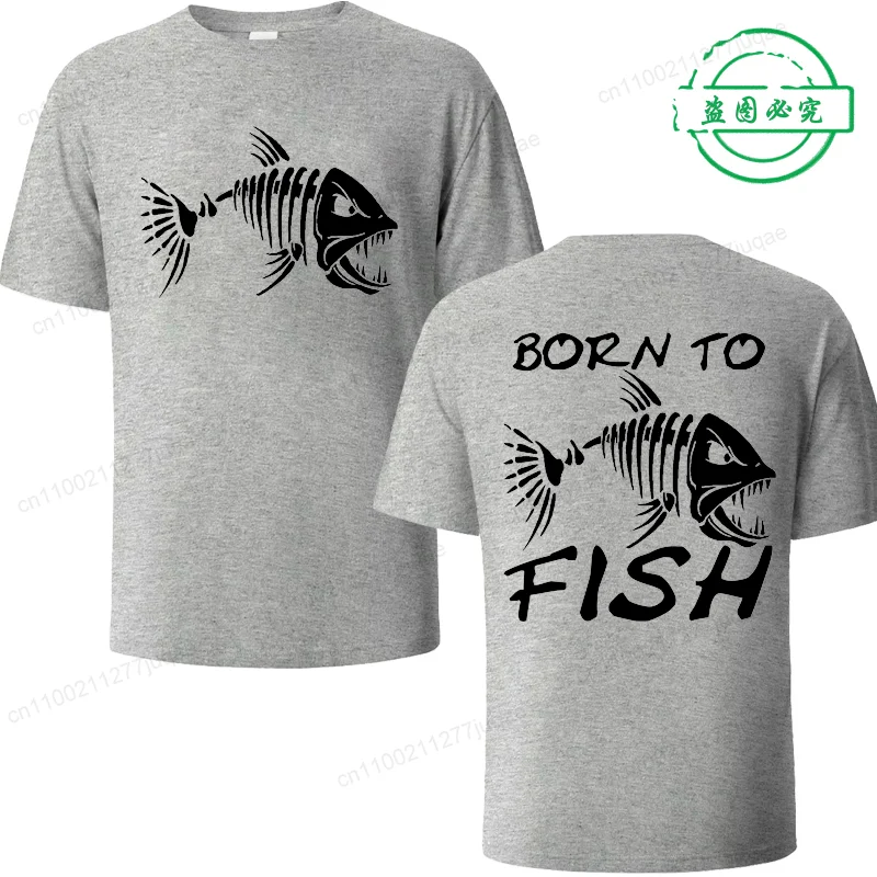 

Футболки с рисунком Born To Fish Fishing, забавные мужские футболки, топы с короткими рукавами, модные повседневные футболки в стиле Харадзюку, мужские брендовые футболки