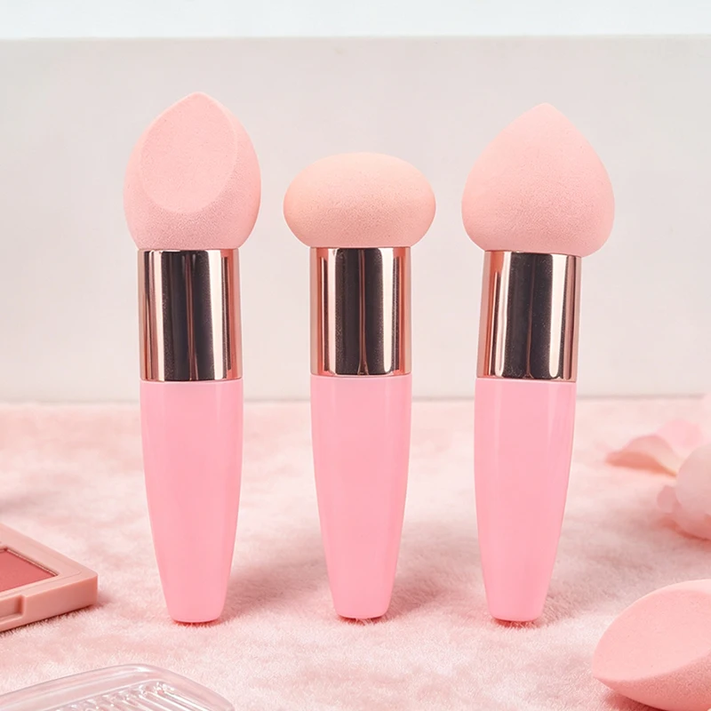 Long Handle Makeup Sponge Stick Teardrop Cut Beauty Soft Powder Puff Wet Dry Use Foundation Concealer Cosmetic Tools