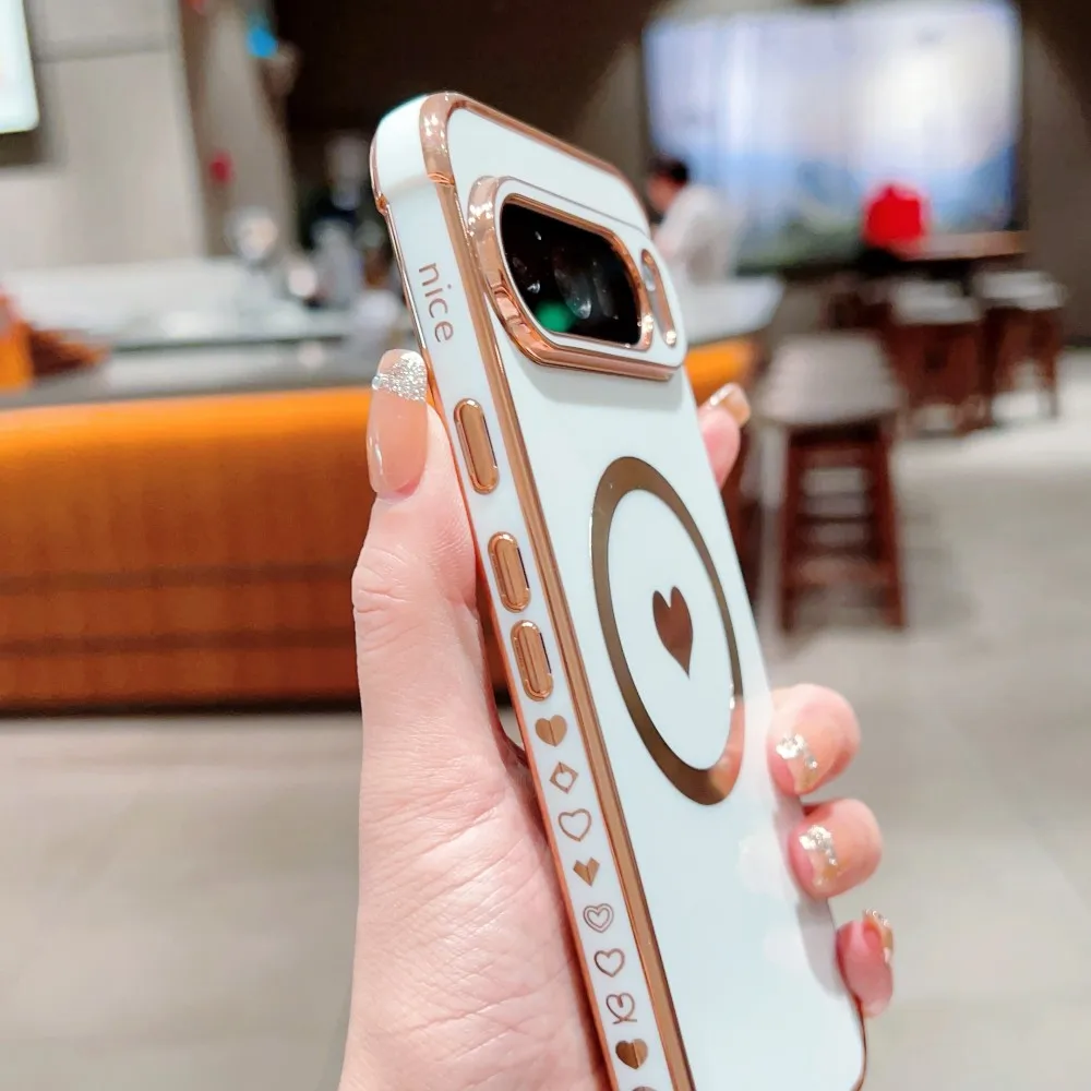 حافظة لهاتف جوجل بيكسل 10 9 برو XL 8 برو 8A 9A 7A 10Pro 9Pro XL غطاء على شكل قلب ممتص للصدمات