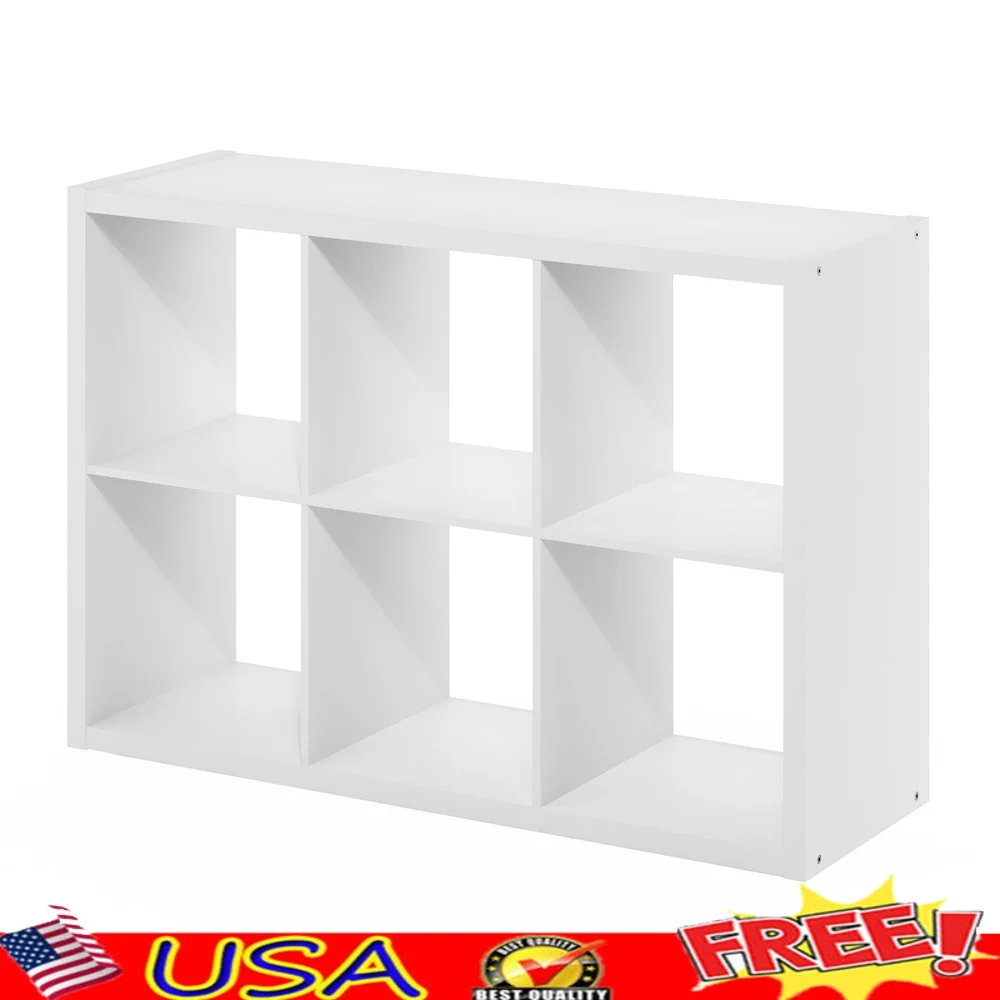 

Open Back Decorative Cube Storage Organizer Modern 6-Cube Shelving Unit Vertical Horizontal Home Office Toy Book Display