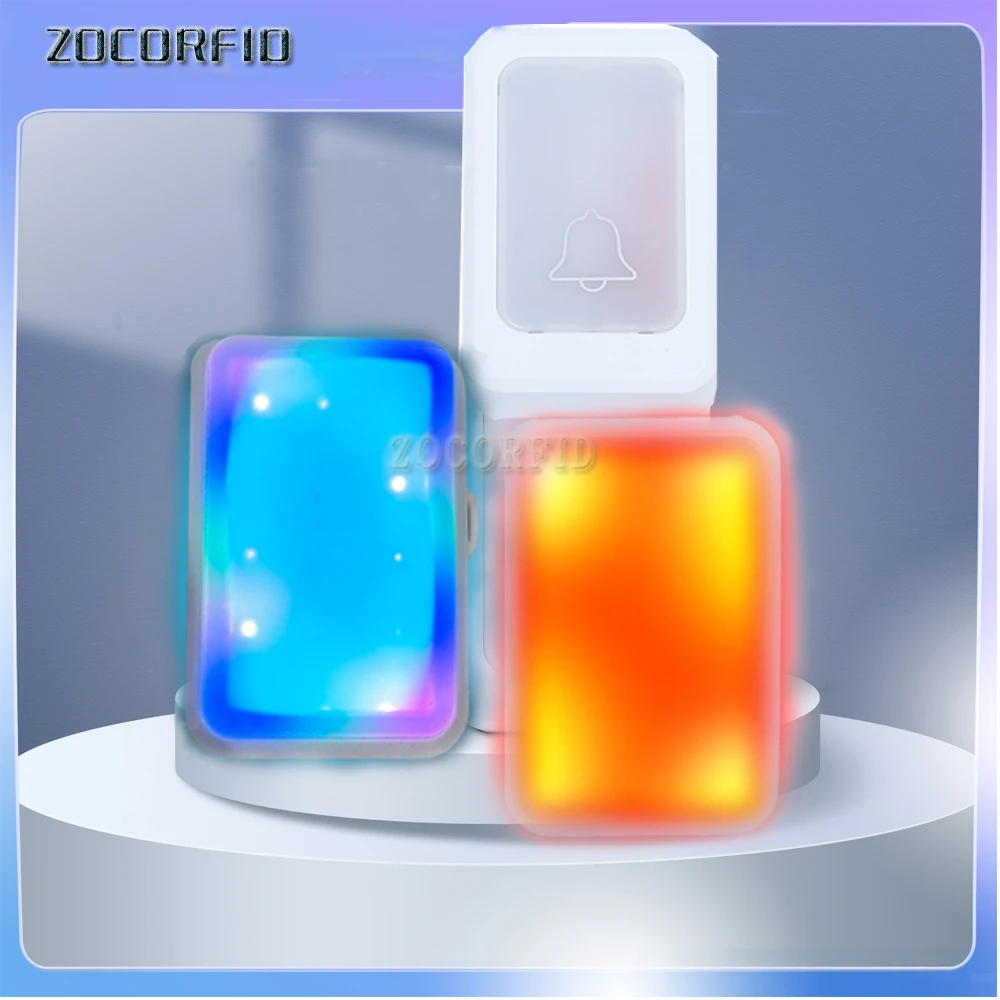 AC220V 1 To 2 Wireless Remote-controlled sound and light doorbell, long-distance colorful flashing, deaf elderly service pager