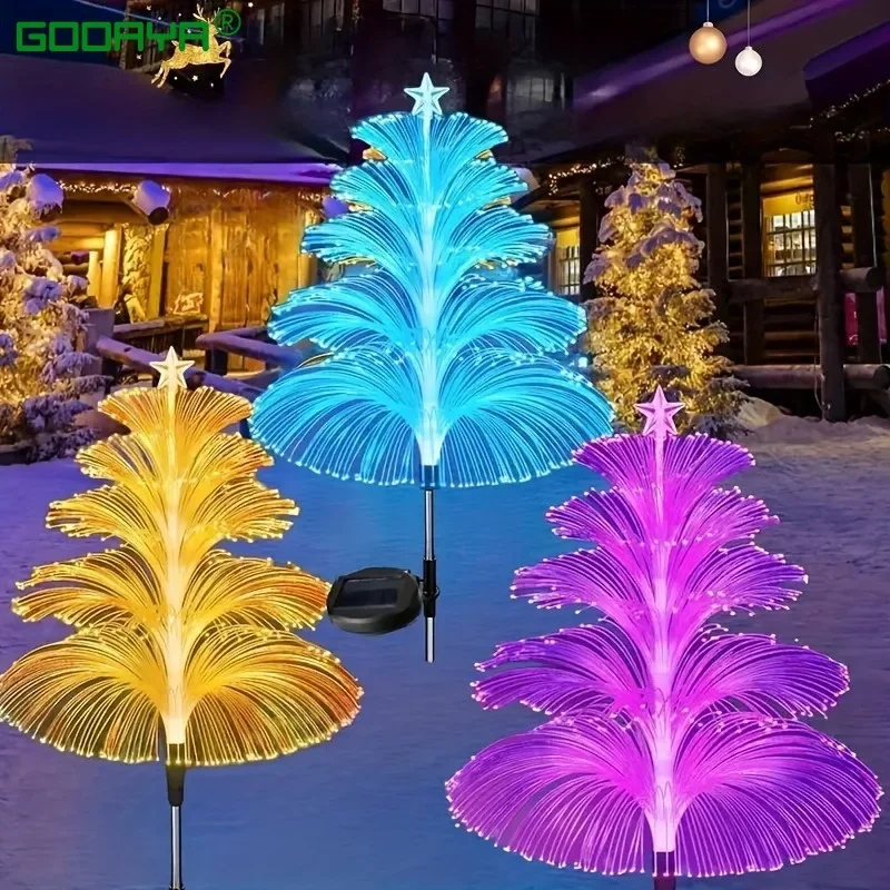 LED Outdoor Solar Garden Fairy Lights 7 Colors Variable Solar Stake Jellyfish Reed Lights Solar Outdoor Color Changing Lights