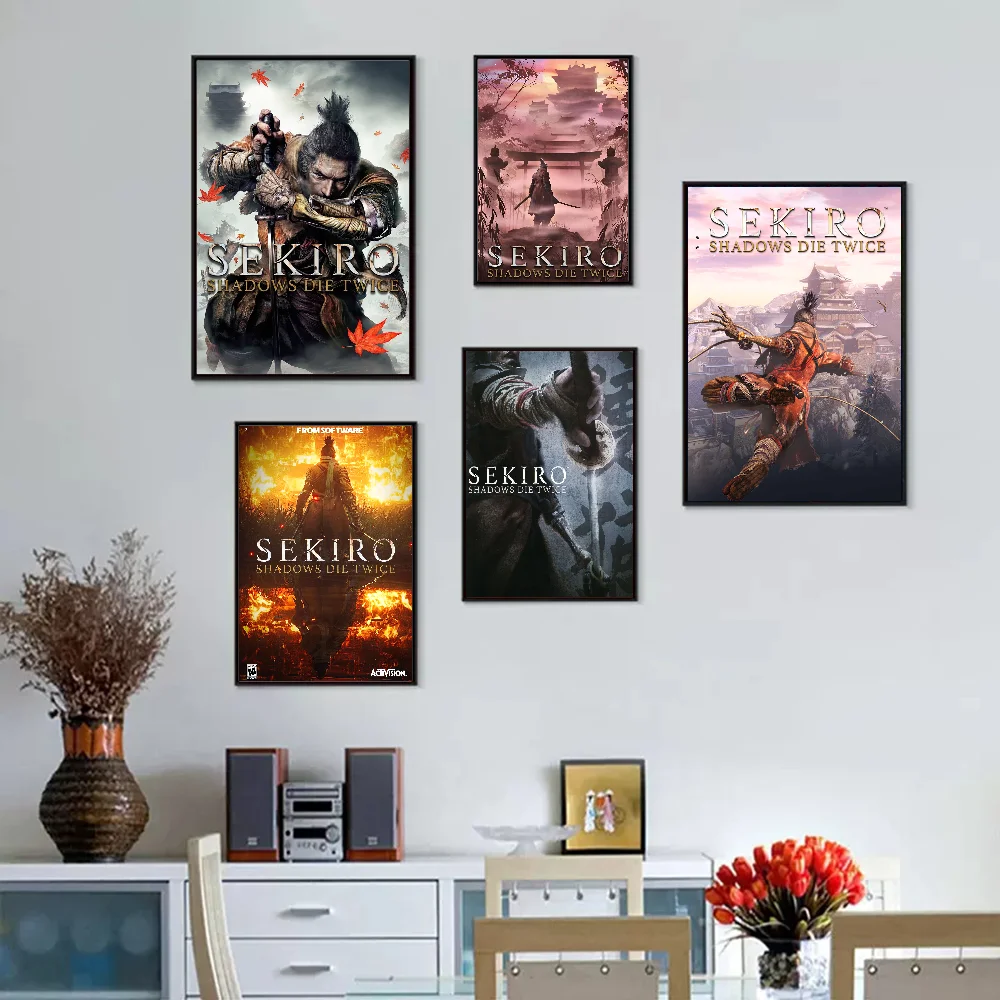 Gmae Sekiro Shadows Die Twice DIY Sticky Poster Waterproof Paper Sticker Coffee House Bar Home Decor