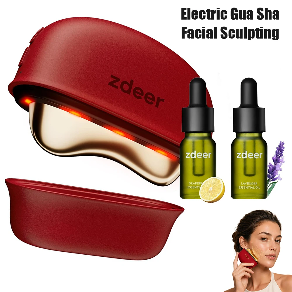 

1Set Electric Gua Sha Face Neck Massager, LED Red Light Vibration Facial Sculptor, Skin Lifting Firming Anti-Wrinkle Depuffing