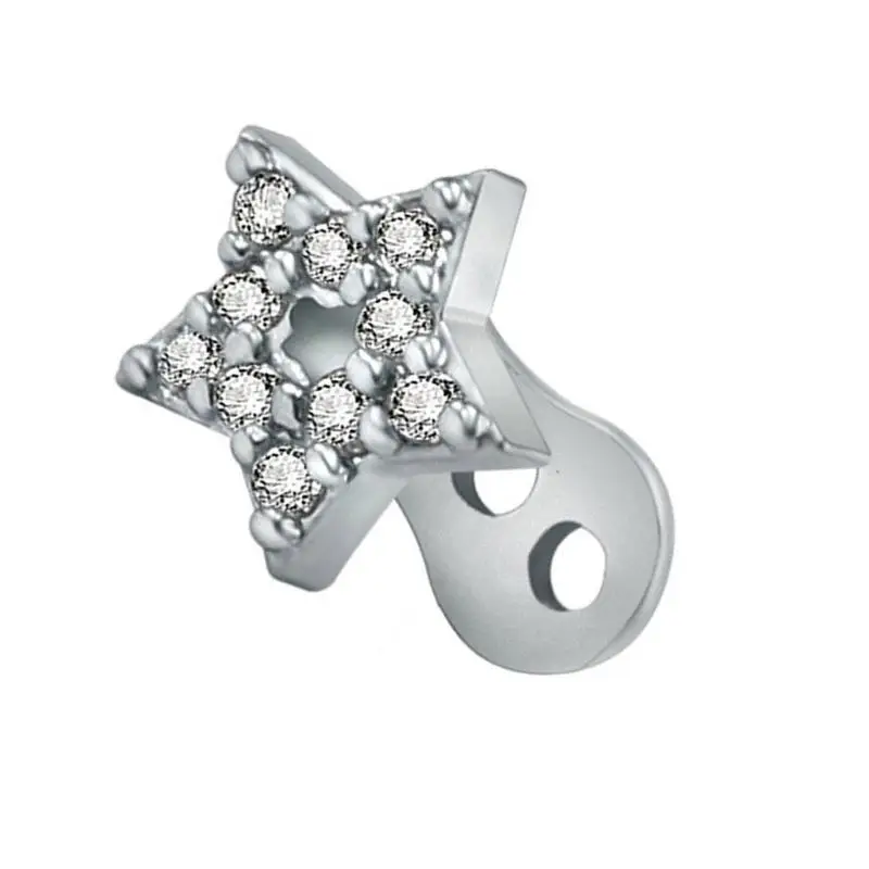 A52E Dermal Top and Base Stainless Steel Body Jewelry with Sparkling Zircon Stylish Piercings Accessories for Music Festival