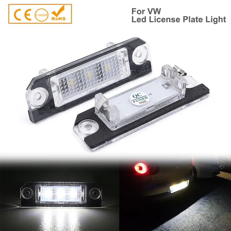 

2pcs LED License Number Plate Lights No Error For Golf 4 5 Lupo Polo 9N Passat 3C B6 Limousine 2005-2010 Car Styling