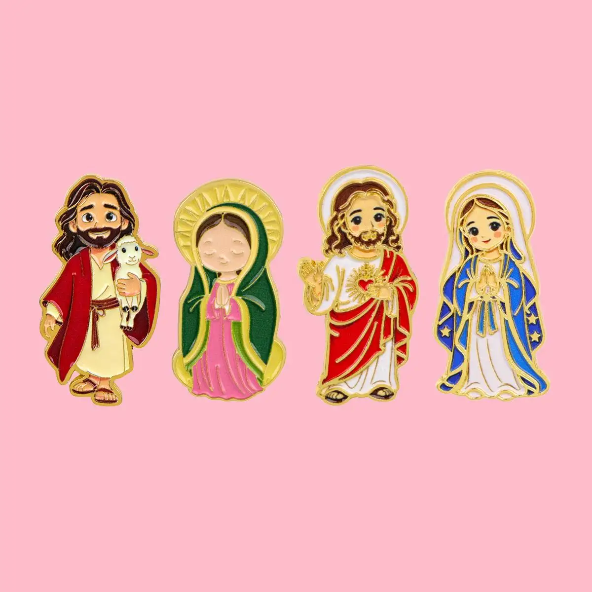 Cartoon Religious Figure Metal Enamel Pins Faith Brooches Badge on Backpack Clothing Accessories Jewelry Gift for Friends