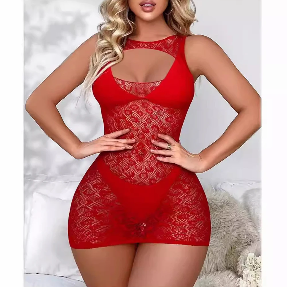 

Sexy Women Lingerie Night Dress Nightgown See Through Pajama Short Dresses Hollow Out Underwear Female Sleepwear