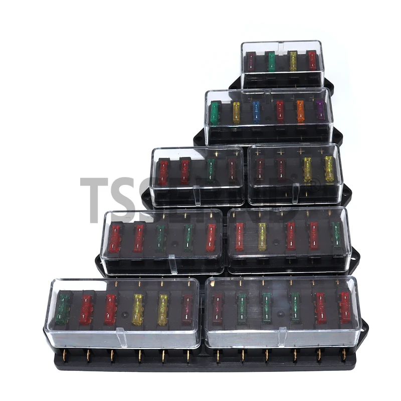 For 12V 24V ATO Standard Circuit 4/6/8/10/12 Way Car Fuse Box Car Fuse Holder Car Auto Blade Fuse Box with 4/6/8/10/12 Fuses