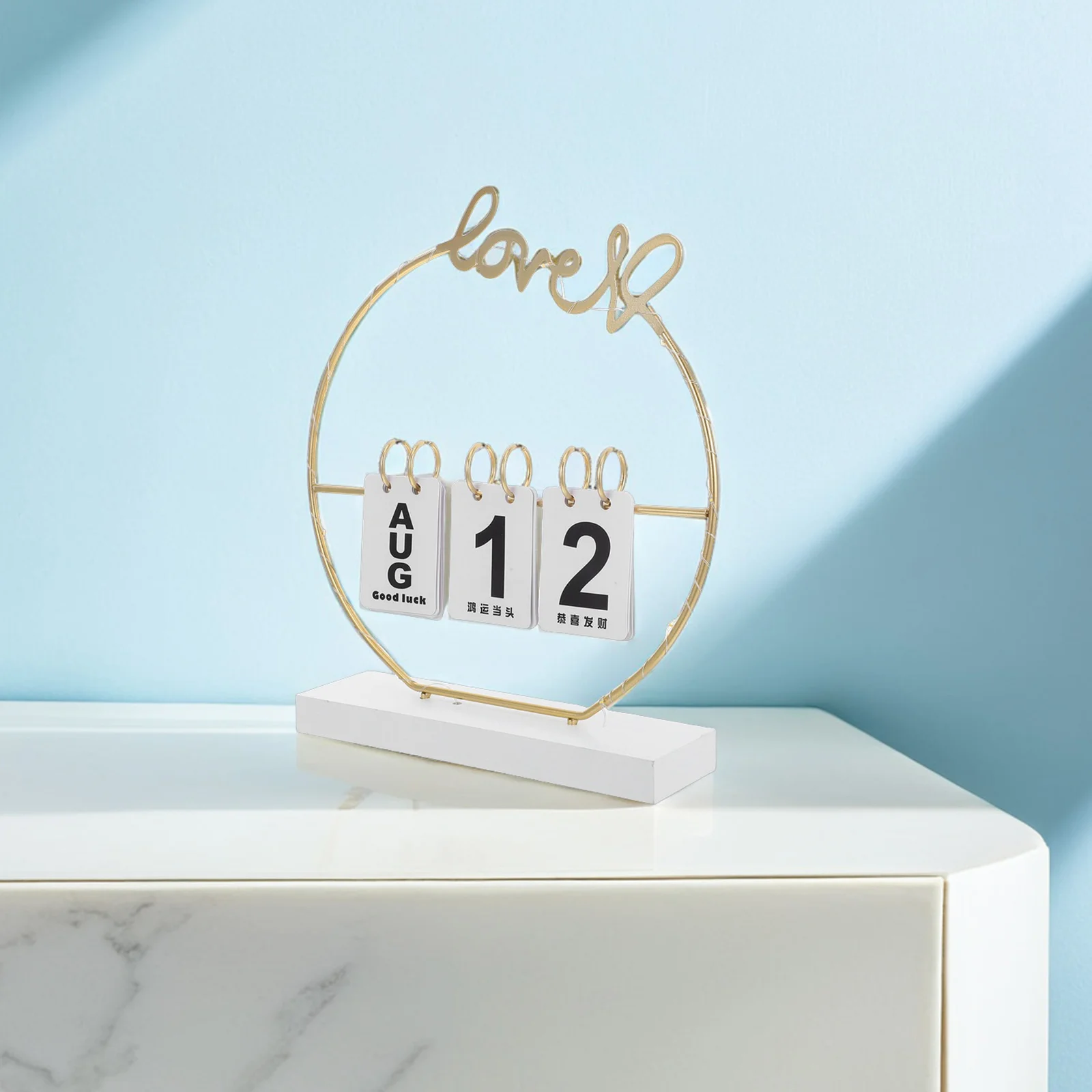 

Wooden Perpetual Desk Flip Block Calendar With Light Home Office Decorative Ornament Desktop Standing Daily Planner No