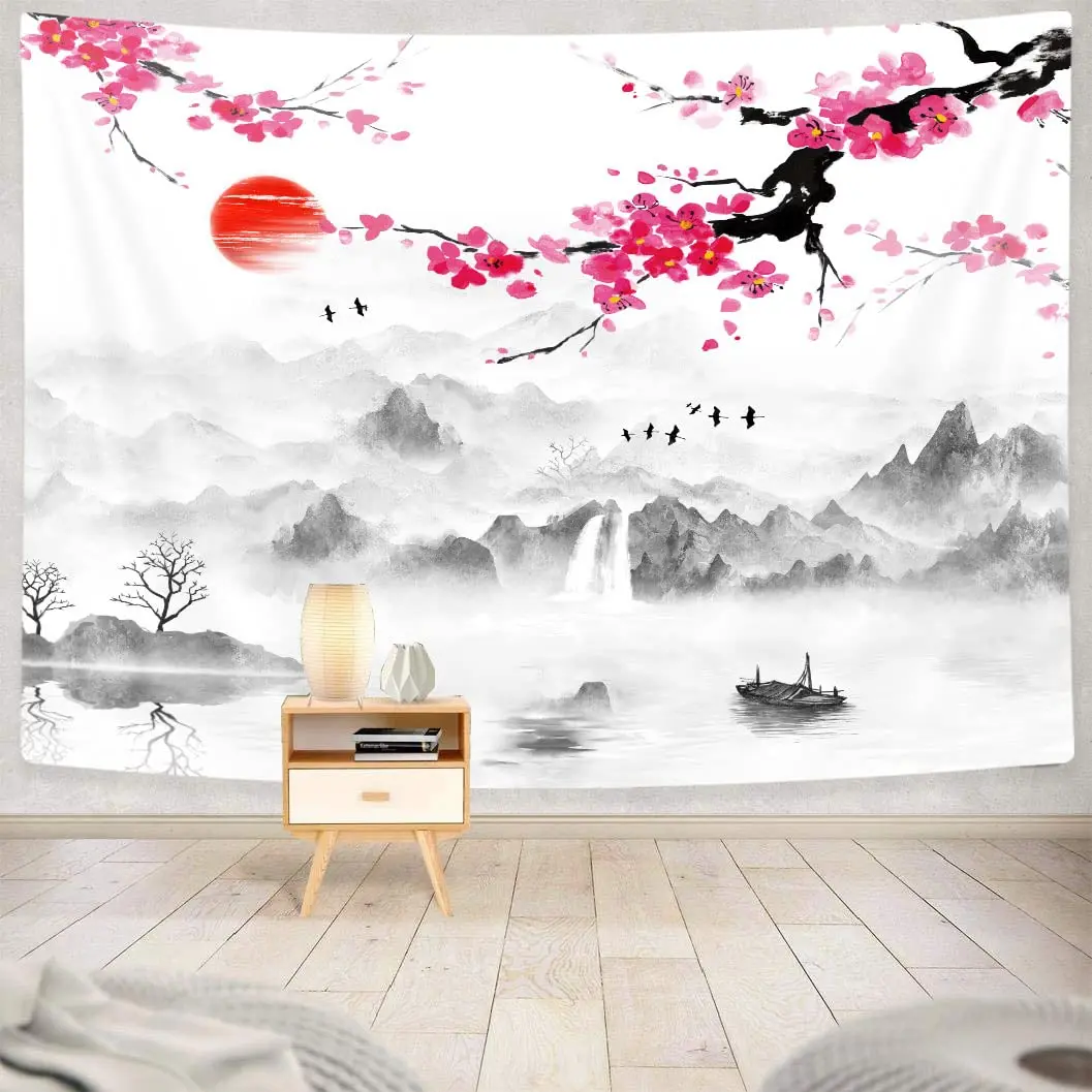 Chinese style ink painting tapestry wall hanging wall art decoration hanging cloth bedroom room living room home decoration