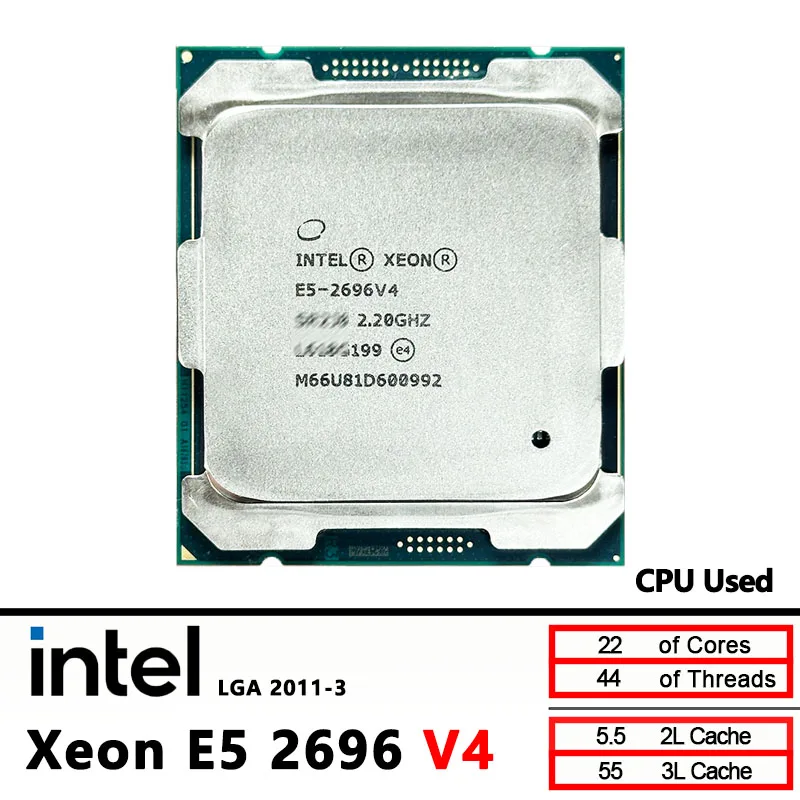 Intel Xeon 2696V4 E5 2696 V4 Used Processor 2.2GHz 22 Cores 55M 150W 14nm LGA 2011-3 Server CPU