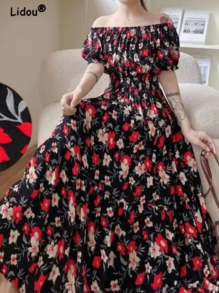 Women\'s Floral Print Ankle Skirts, Elegant Fashion, Office Lady, Chic, Vintage, Sundress, Summer, New, 2024