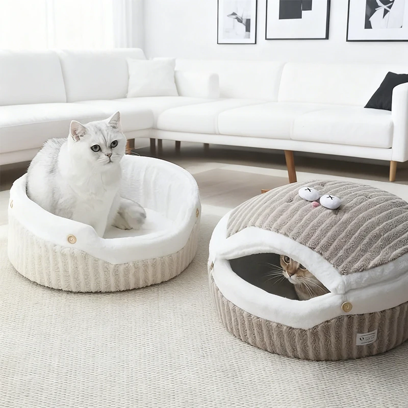 

Cartoon Eyes Cat Cave Bed, Dual-Use Foldable Cat House,Cozy Pet Bed for Cats Small Dogs,Removable and Washable Cat Sleeping Nest