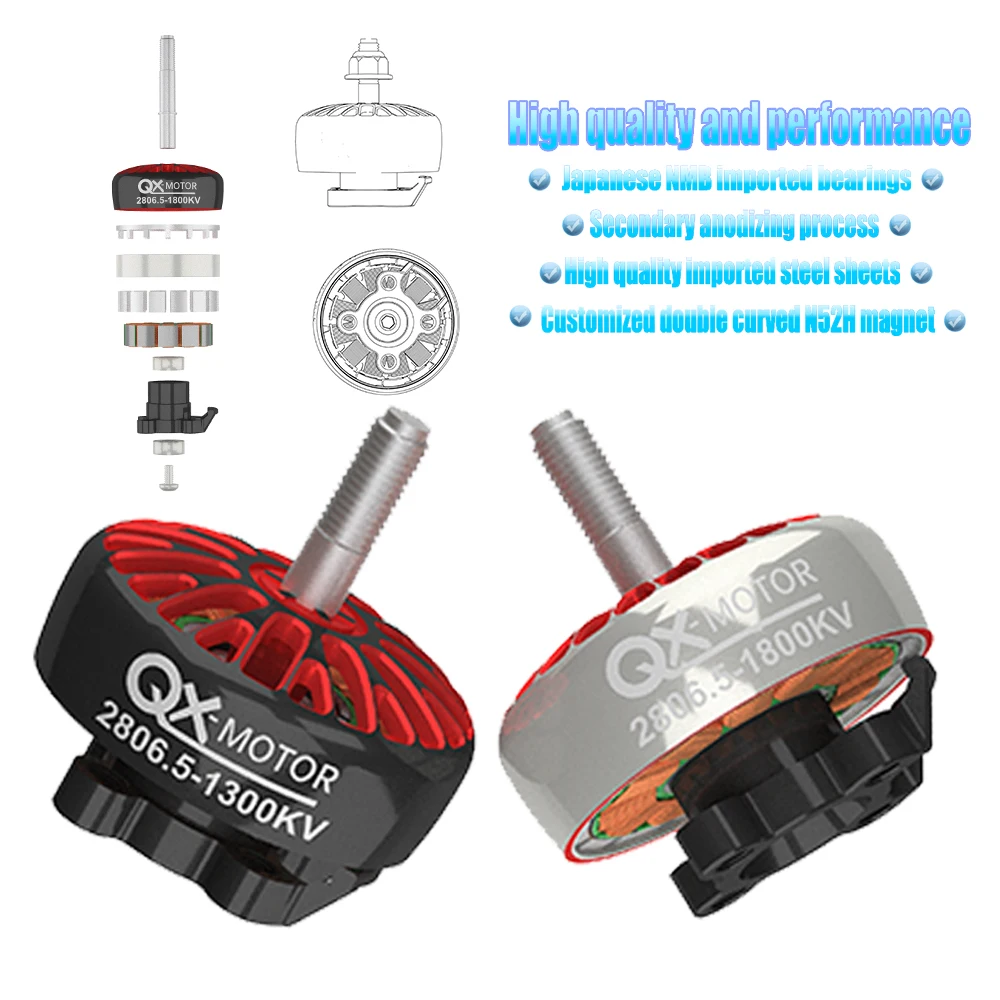 Moteur sans balais pour machine à croiser, supports FPV, 6-7 pouces, XL6, XL7, QX2806.5, 1800kV, 1300kV