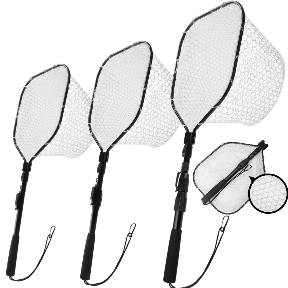 

Резиновая сетка для ловли нахлыстом, подсак для окуня, форели, складные рыболовные ручные сети для пресной воды, безопасное ловление или освобождение рыбы