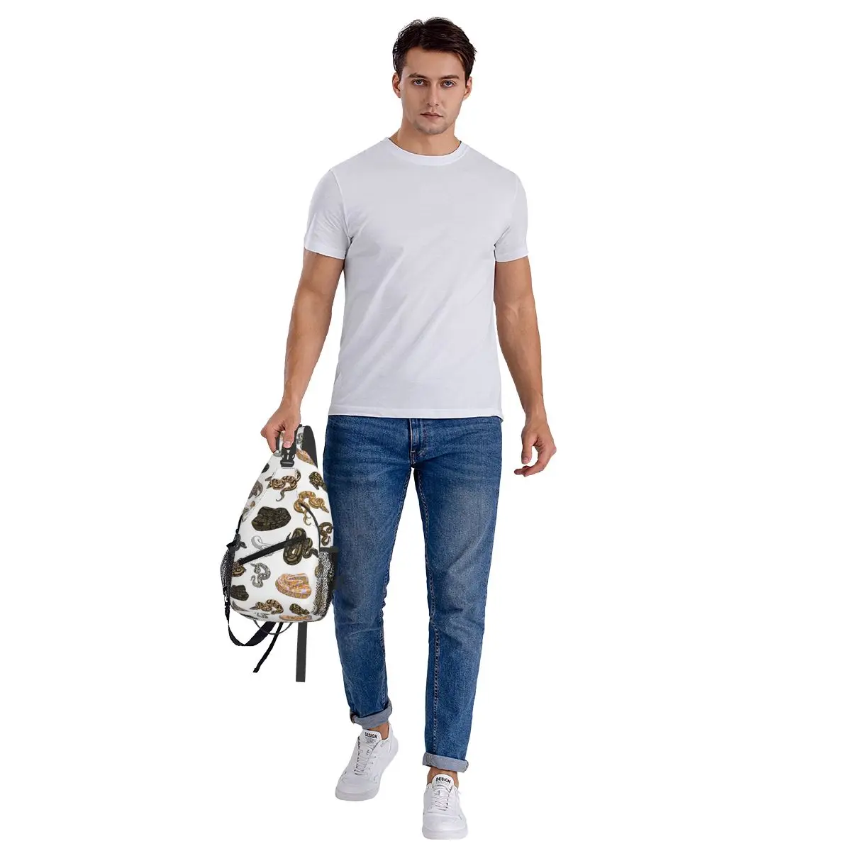 Ball Python Morph Snake Pattern Sleeveless Top Chest Bag Men Sling Crossbody Backpack Chest Bag Traveling Daypack Shoulder Bag