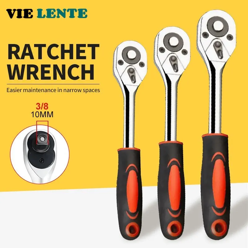 1/4 3/8  flying ratchet wrench 24 tooth straight handle fast plate two-way flying wrench automotive repair hardware tool