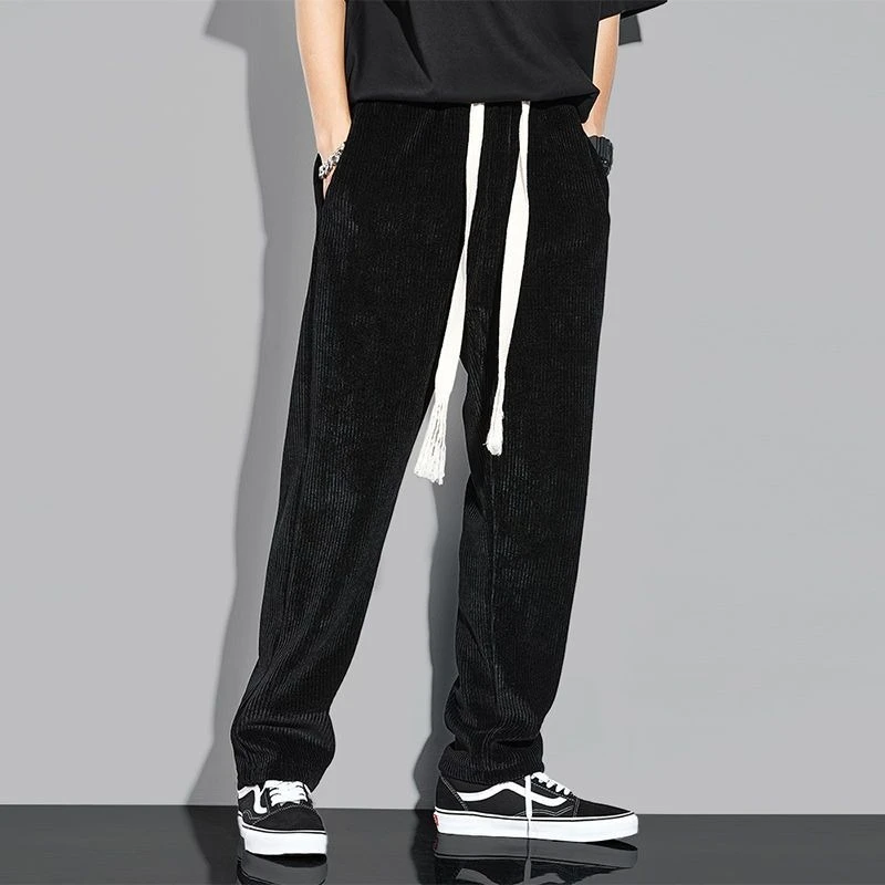 

Trousers Draped Corduroy Black Male Sports Pants Comfortable Retro Deals Korean Harajuku High Quality Fashion Men's Sweatpants