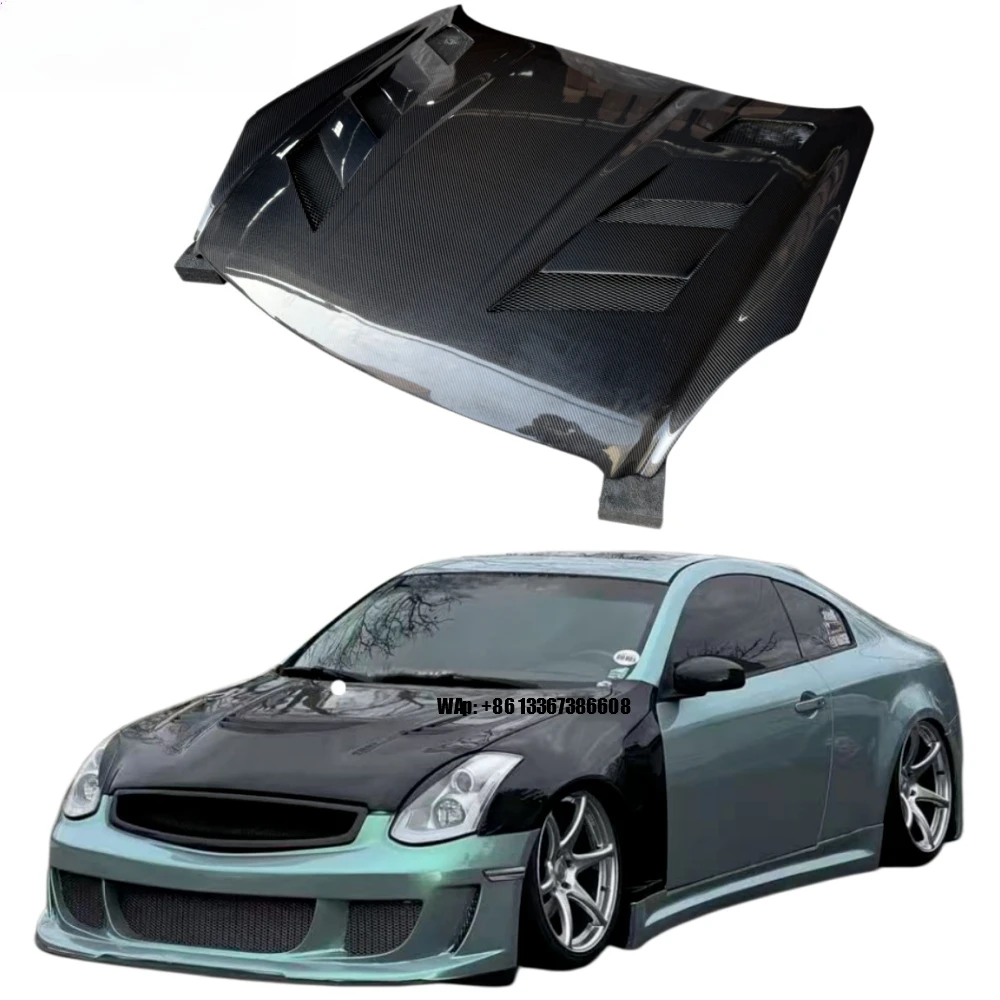 

High Quality New Wet Carbon Fiber Bolt-On Hood with Bolts for Infiniti G25