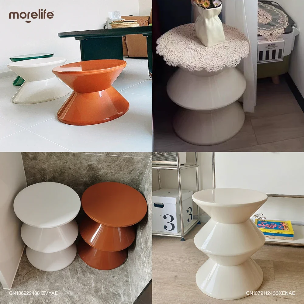 Taburete corto Creama Simple para sala de estar, taburete Circular para cambiar zapatos, otomanas, diseño creativo, banco pequeño blanco, muebles