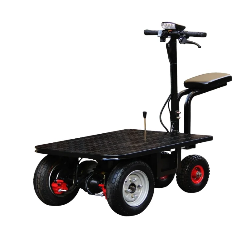 Heavy-Duty Four-Wheel Electric Climbing Flatbed Truck Removable Seats for Construction Site Cement Gravel Transport Shopping