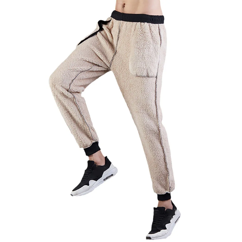 2025 Thermal Winter Running Pant Windproof Cashmere Thicken Fleece Sweatpants Men Joggers Cotton Warm Pants Male Trousers