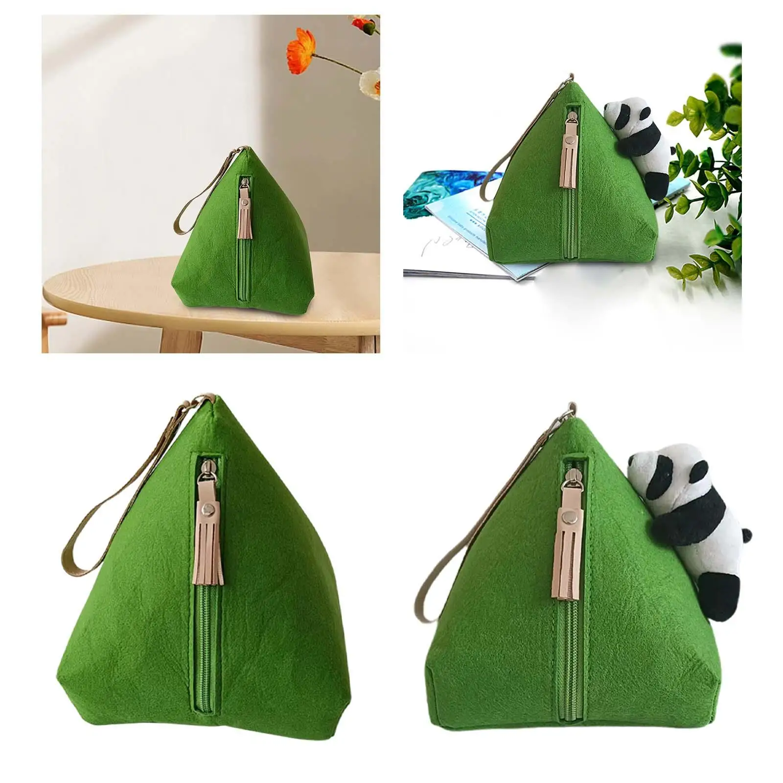 Cute Triangle Purse Women Handbag Zongzi Shape Headset Bag Small Wallet