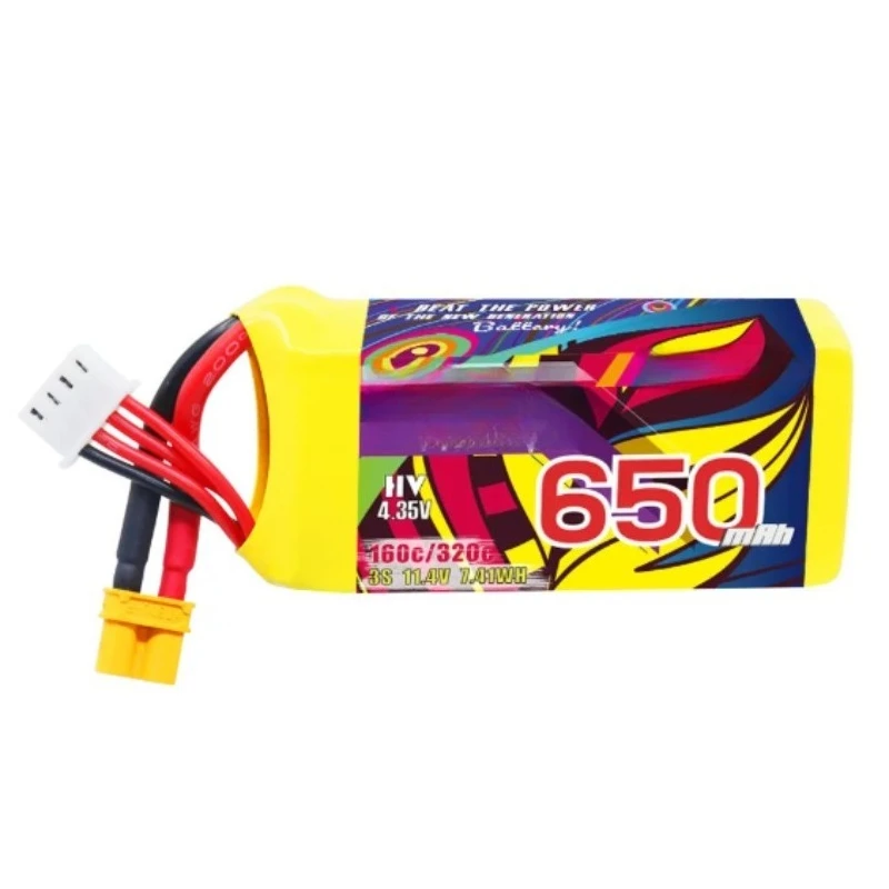 For 650mAh 3S 11.4V 160C HV Lightweight Racing Crossover FPV Model Aircraft Lithium Battery