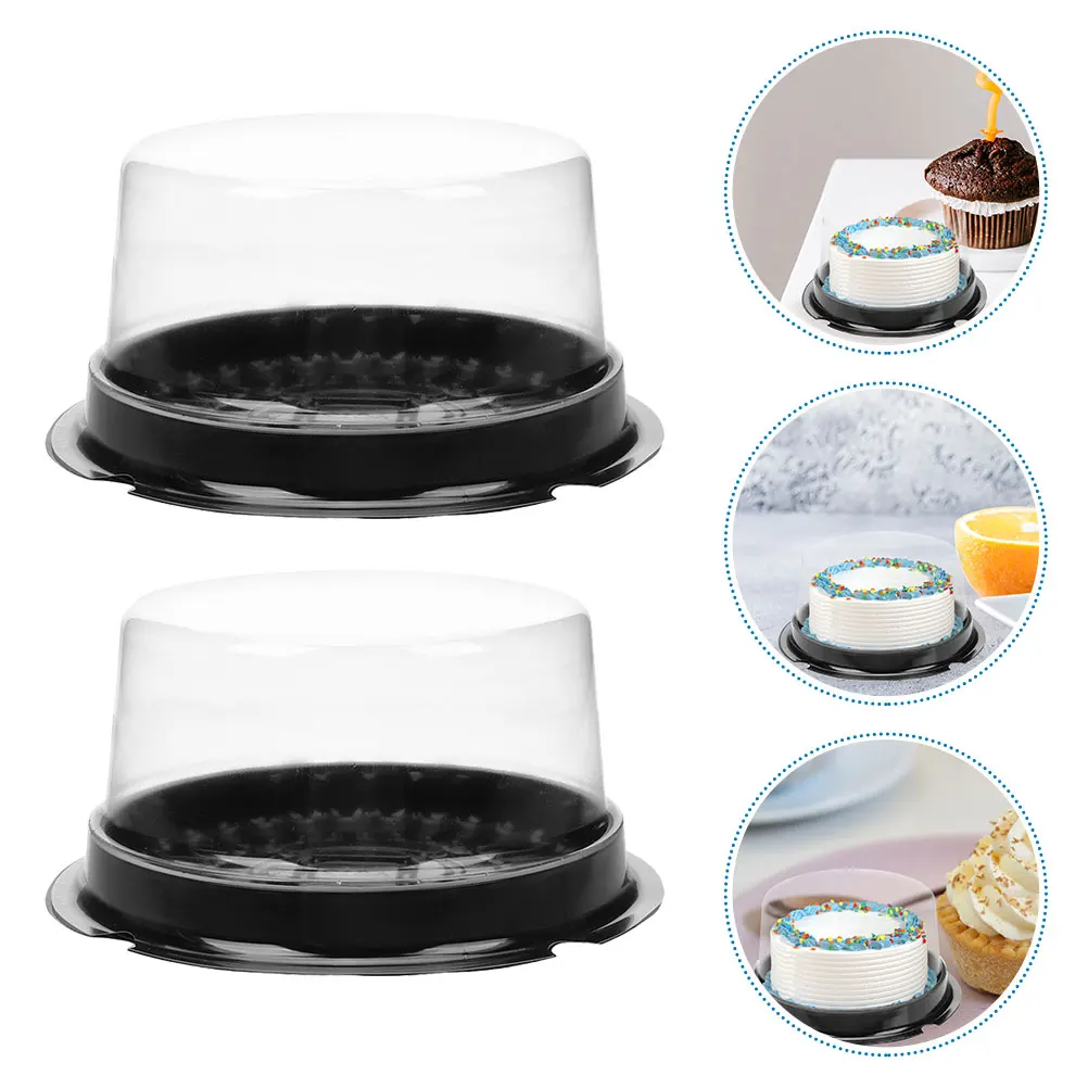 

Cake Box Plastic Container Lid Airtight Storage Cupcakes Dessert Party Wedding Baby Shower Transport Packaging Black Clear