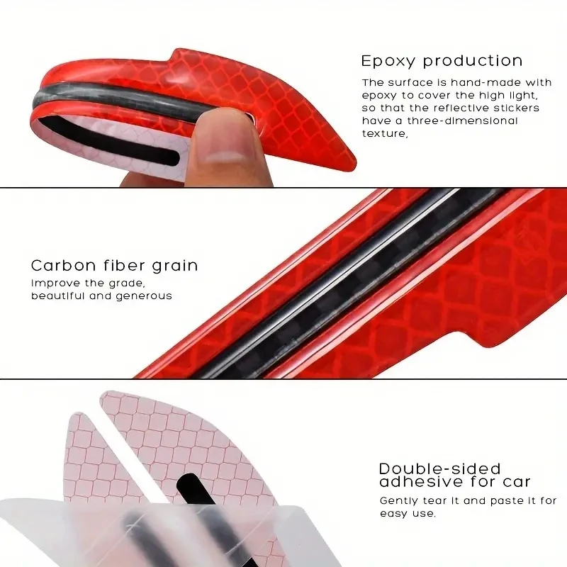 Car Reflective Decorative Stickers Carbon Fiber Door Mirrors Wheel Brow Bumper Bumper Strips Car Accessories Interior
