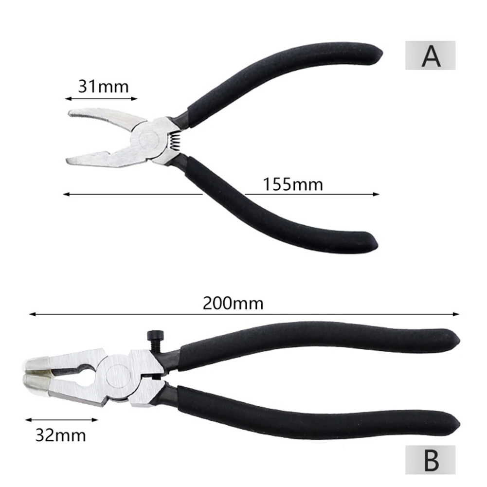 Flat Nose Pliers 8 inch/6 inch Adjustable Glass Pliers Heavy Duty Breaking Pliers for Tiles Floor Glass Hand Tools