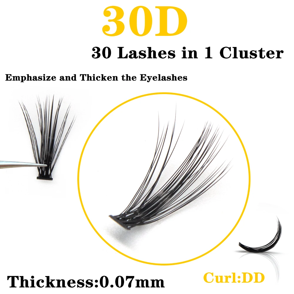 Kimcci 60 Bundles Mink Eyelash Extension Natural 3D Russian Volume Faux Eyelashes Individual 30D Cluster Lashes Makeup Cilia